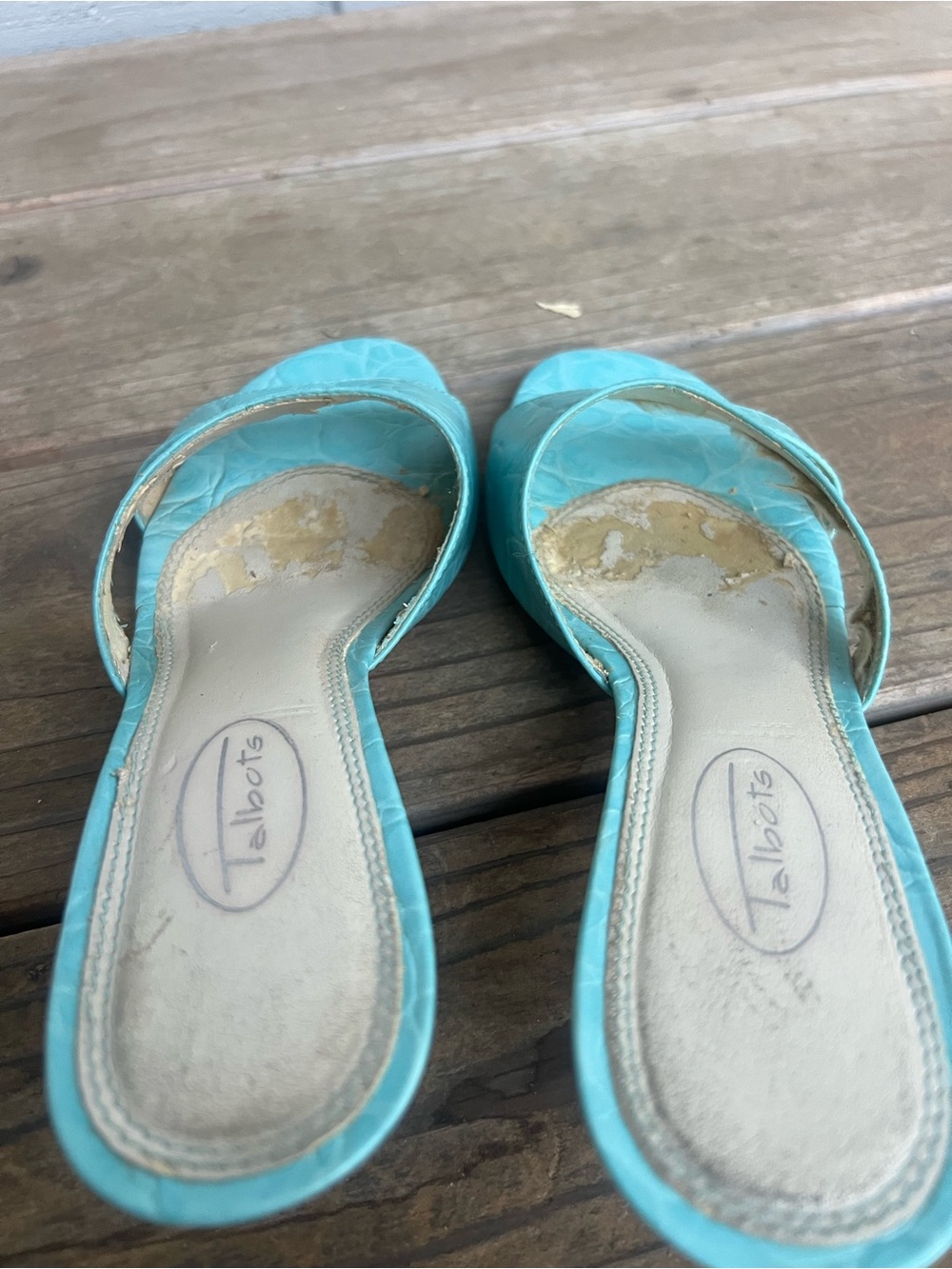Talbots Turquoise Open-Toe Slide Mules - Picture 7 of 7